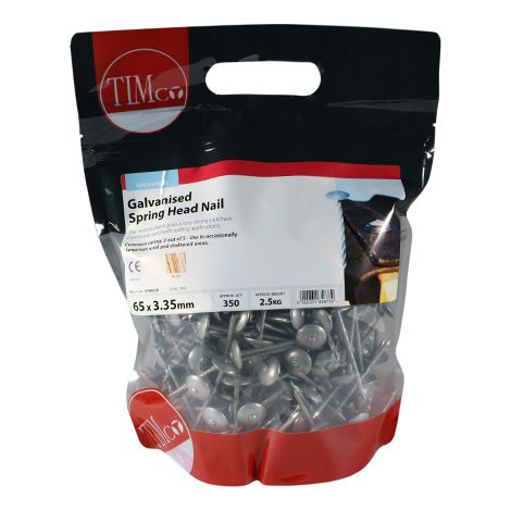 TIMCO Spring Head Nails Galvanised - 65 x 3.35