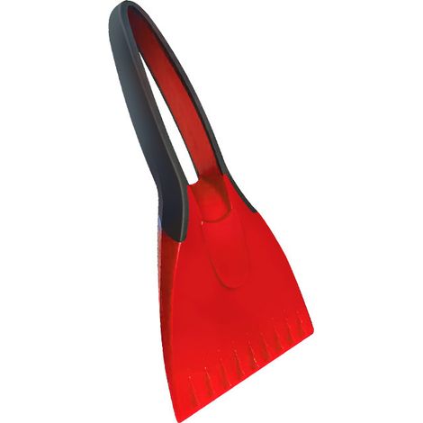 Raschietto per ghiaccio per auto, 1 pezzo, raschiaghiaccio per auto, impugnatura ergonomica morbida, raschietto per neve, adatto per parabrezza, finestrino laterale, specchietto retrovisore, rosso