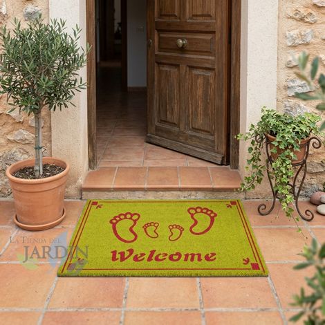 Felpudo Welcome Verde 40x60 cm  Alfombra Antideslizante y Resistente  Material Flexible y Reciclable  Ideal para Entrada (1/5)