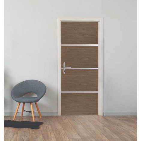 Nordlinger pro kit renoporte adhesif 100 fsc 85 x 52 cm chene fume et profiles alu renovation porte