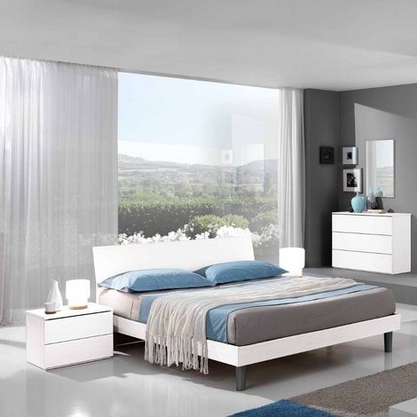 Letto matrimoniale in legno colore bianco - Manitoba (1/2)