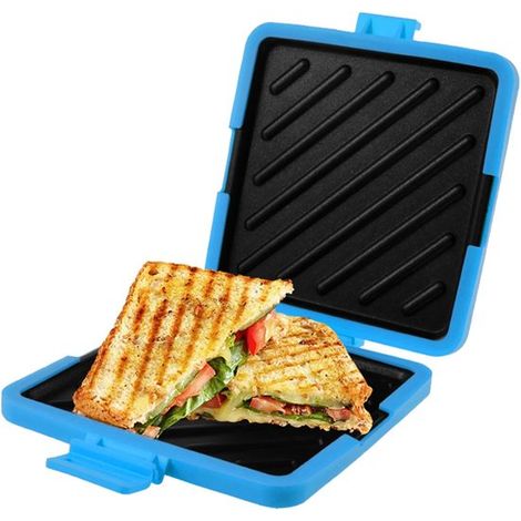 Teglia per sandwich, teglia compatta, adatta al microonde, facile da pulire e riporre, materiale resistente al calore, per la colazione e per grigliate. (1/5)