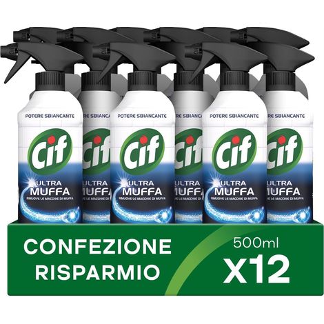 CIF SPRAY SET 12 PZ ANTIMUFFA CON POTERE SBIANCANTE FORMATO DA 500 ML L'UNO (1/5)