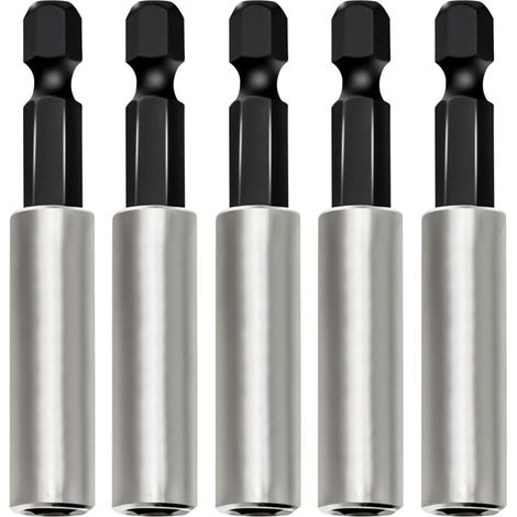 5 Pièces Porte Embouts Magnétiques 1/4" (60 mm), Porte Embout Visseuse Aimanté en Acier Inoxydable, Rallonge Embout à Changement Rapide pour Tournevis et Perceuse (1/5)