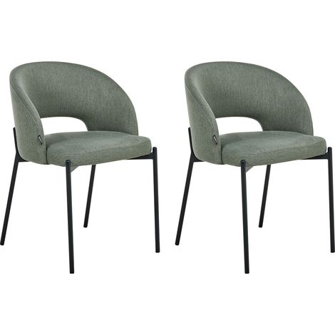 Set of 2 Dining Chairs PENNY Fabric Dark Green (1/5)