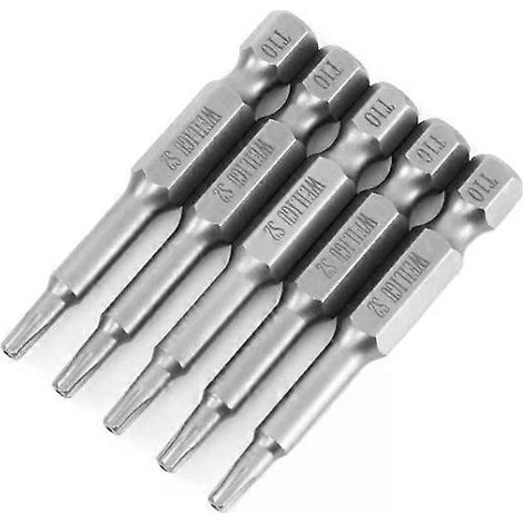 Embout pneumatique magnétique S2 pour perceuse électrique, tête en forme de fleur de prunier avec trou central WEILIGU, lot de 5, 75 mm, T10