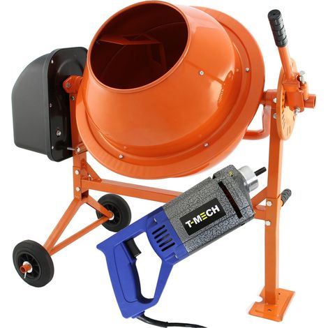 Cement Mixer & Handheld Concrete Vibrator with 2m Shaft