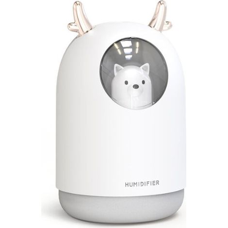 Humidificateur d'air bébé Chambre Ultrasonique Silencieux avec 7 Couleurs de Lumière 12 Hd'arrêt Automatique, 300 ml
