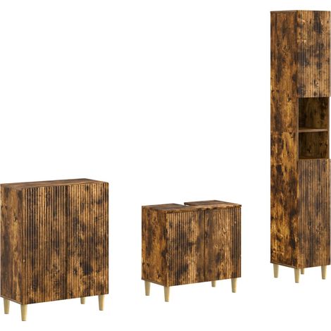 Maison Exclusive - Set di armadietti da bagno in 3 pezzi ARNHEM Rovere Fumo (1/5)