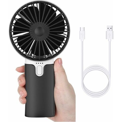 VURAHOME - USB-wiederaufladbarer Handventilator, 5200-mAh-Akku, Mini-Ventilator mit leisem Betrieb und 3 einstellbaren Geschwindigkeitsstufen, tragbarer Ventilator für Zuhause, Büro und Reisen (Schwar (1/5)