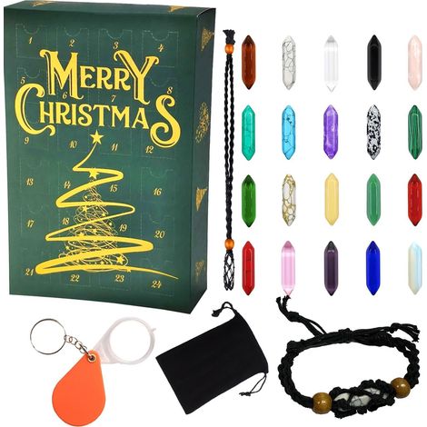 Advent Calendar 2024, Crystal Advent Calendar Kit 24 Days Christmas Countdown Calendar Crystal Gemstones Christmas Advent Calendar for Stone Learning Collection, Style 1 (1/5)