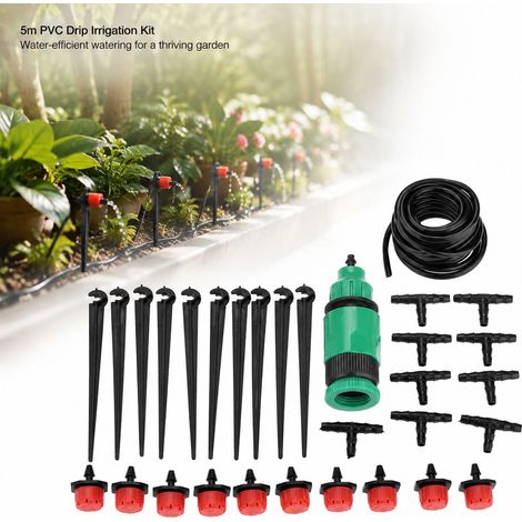 Kit di irrigazione Toivize - Tubo in PVC da 5 m - Irrigazione a goccia per giardino, serra e bonsai con raccordi (1/4)