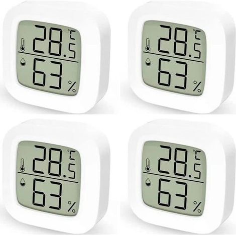 Thermometre Interieur Maison Lot de 4 Thermometre Hygrometre Numérique,Thermomètre Digital pour Chambre à Coucher (1/5)