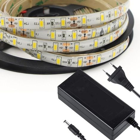 Ruban 5m 300 Led Smd 5630 Blanc 5mt étanche + Alimentation 5a