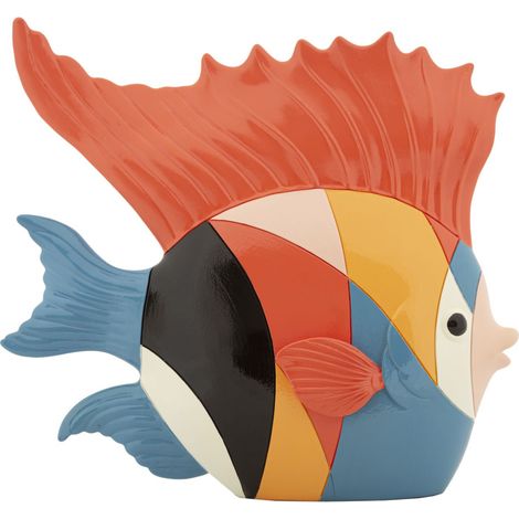 Scultura Pesce Rubic in resina multicolore stile cubista (1/5)