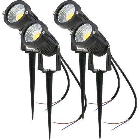 Set of 4 Cob LED Spotlights 5W 220V Adjustable Garden Spotlights with Spike Outdoor Lighting Garden Terrace（Cold White） (1/5)