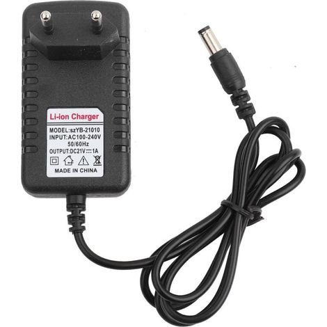 Aiperq – Adaptateur de chargeur Li-ION 21V 1A – Noyau cuivre épais – Port 5,5 x 2,5 mm – Prise UE – Protection contre surtensions (1/5)