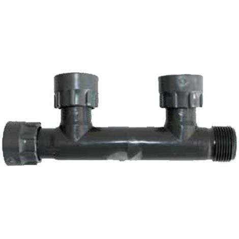 Colector de 2 Salidas - 1” H Giratoria x 2 Salidas 1” H Giratoria x 1” M, Montaje Rápido sin Herramientas  Oferta exclusiva