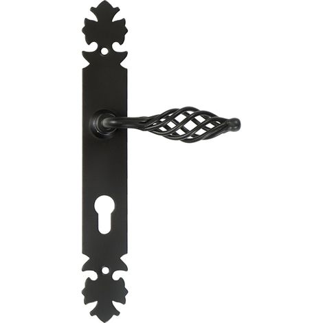 Manilla de puerta LAGOS con placa para inserto de 72 mm, NEGRA