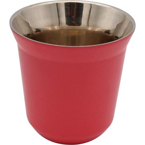 Taza de café espresso de acero inoxidable con doble aislamiento térmico, color fucsia. (1/4)