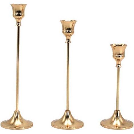 Lot de 3 chandeliers coniques en alliage d'aluminium, design rétro moderne, décoration pour table à manger, cheminée, mariage et cadeau de pendaison de crémaillère (1/5)