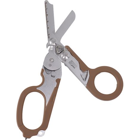 Klappbare Notfallschere mit Ringschneider, Glasbrecher und Verriegelungsmechanismus, sandfarben, für den Innen- und Außenbereich (1/5)