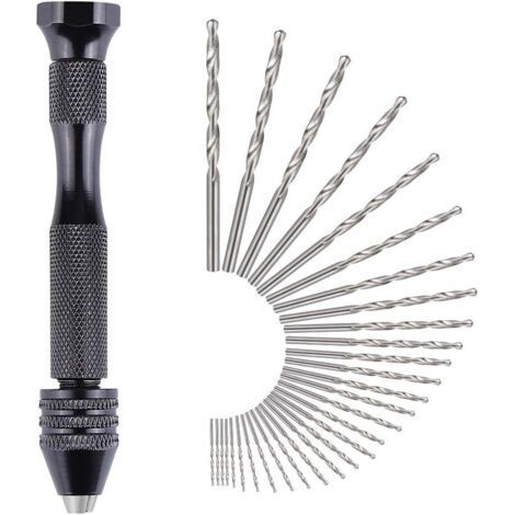 QORVA 31-teiliges Handbohrer-Set mit Spiralbohrern, Mini-Präzisions-Handbohrmaschine, Aluminium-Schnellspannbohrfutter, 30 Spiralbohrer 0,3–3,0 mm für Heimwerkerarbeiten, inklusive Tasche – RAPANDA (1/5)