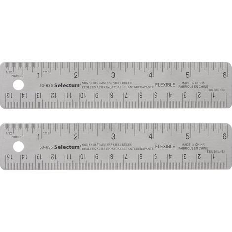 sourcing map Lot de 2 règles en acier inoxydable avec dos antidérapant, 15 cm/6 pouces, et règle (1/5)