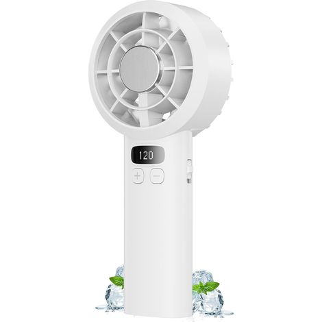 Ventilador de mano portátil – Mini ventilador de mesa USB de 3000 mAh, 1-120 velocidades, hasta 7 h, pequeños ventiladores recargables, pantalla LED, compacto y ligero, ventilador inalámbrico para via (1/5)