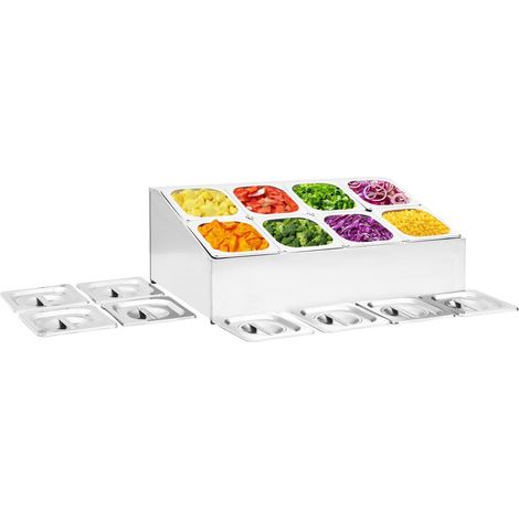 vidaXL Supporto Gastronorm con 8 Contenitori GN 1/6 in Acciaio Inox (1/5)