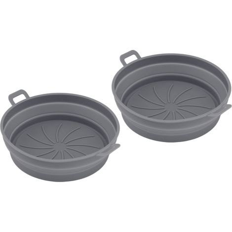 Lot de 2 casseroles en silicone avec poignée, moules à friture ronds de rechange pour accessoires de cuisine, 21 cm, gris