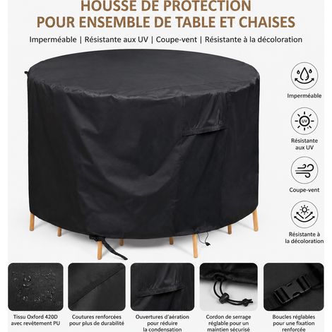 Housse de protection ronde pour table et mobilier de jardin 77 x 70 cm Oxford 210D noir noir 77 70 400 g – Livraison gratuite (1/5)