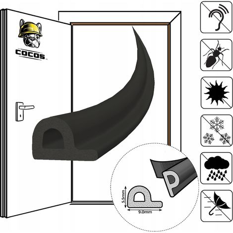 Guarnizione autoadesiva per porte e finestre P9X5,5mm NERO (1/5)