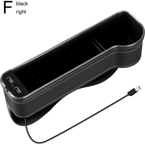 (F) Rangement pour siège auto avec double port USB, éclairage LED intégré, porte-gobelet, fente pour carte, poche de rangement ambiante L9D7 (1/5)