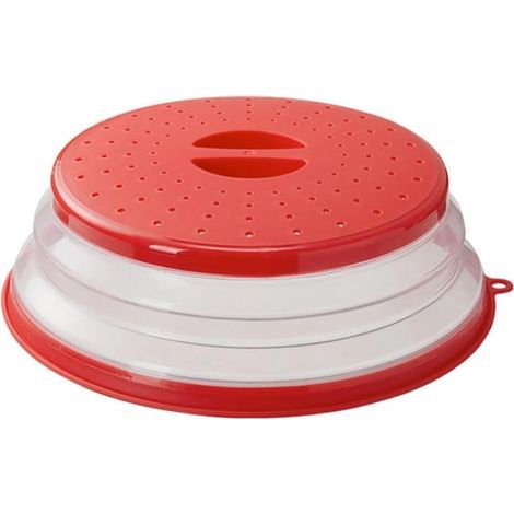 Collapsible microwave lid (26 cm) with hook for fruits, vegetables and food - Red (1/5)