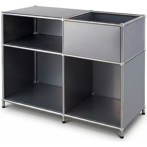 Metallregal Concept Epure MK-030 Standregal mit 3 Ablagen & Stauraumfach Grau