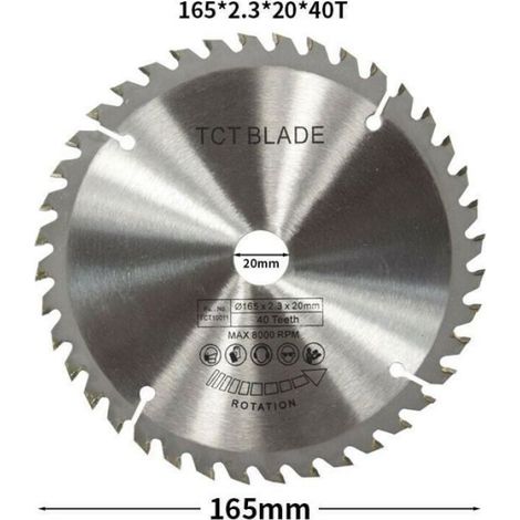 Lame De Scie Circulaire - 165 Mm - 40 Dents Carbure De Tungstène - Pour Bois Métaux Plastiques - 1 Pièce (1/4)