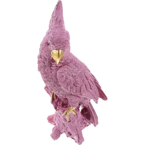 Figurine Réaliste Facile à Nettoyer et Entretenir de Perroquet en Résine Rose Décoration de Table pour Intérieur et Jardin (1/5)