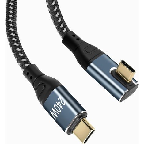 Câble USB C avec coude à 90° - Pour téléphones portables USB-C - 240 W - 1 m