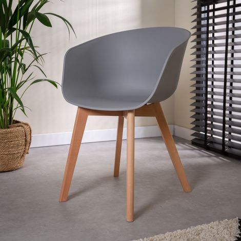 Chaise de salle à manger scandinave Herning grise – Coque en (1/5)