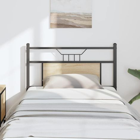 vidaXL Cabecero de repuesto de madera de ingeniería y acero roble Sonoma 80 cm (1/5)