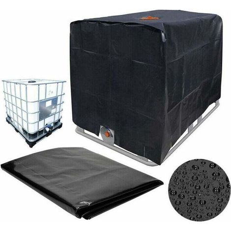 IBC Tank Cover for 1000L IBC Container. 116 x 100 x 120 cm Anti-UV Rainproof Water Tank Cover (Black) FDC. (1/5)