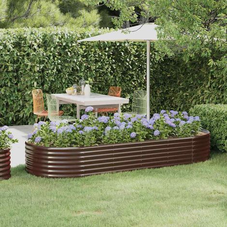 vidaXL Jardinera arriate acero galvanizado marrón 249x100x36cm (1/5)