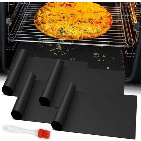 Pack de de 4 tapis de cuisson antiadhésifs en téflon pour four à gaz électrique, XU, 40 x 50 cm, Résistants à la chaleur, Faciles à nettoyer. - KZQ (1/4)