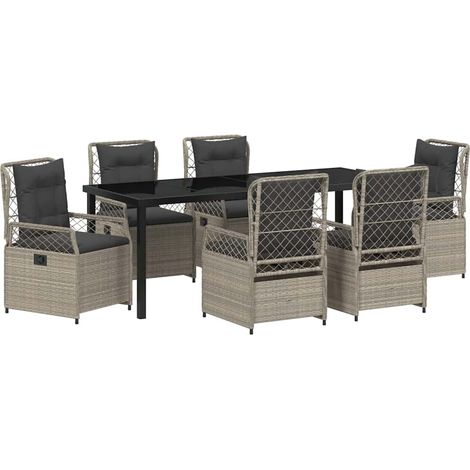 Maison Exclusive - Set da Pranzo per Giardino 7 pcs Grigio chiaro polyrattan