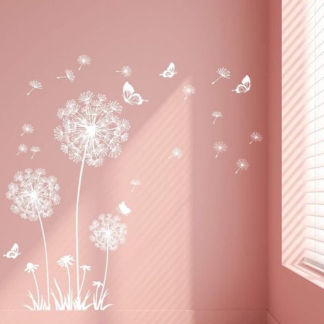Autocollants Muraux Papillons Et Pissenlits - Décoration Murale Réutilisable Pour Chambre D Enfant - 135 x 159 cm (1/5)