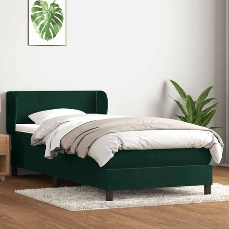 Boxspringbett mit Matratze Dunkelgrün 80x220 cm Samt