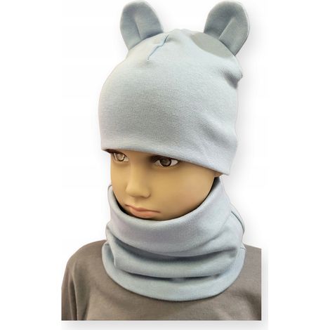 Set CAPPELLO + SCIARPA set bambini con ORECCHIE taglia 52-56 GRIGIO (1/3)