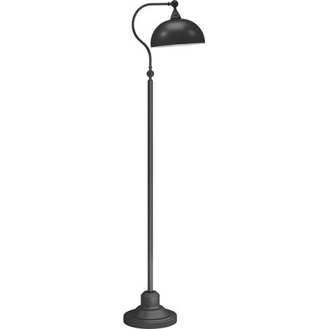Lampadaire sur pied salon rotatif à 180°, lampe à arc avec abat-jour réglable, interrupteur à pied, 42x25,5x152cm, noir