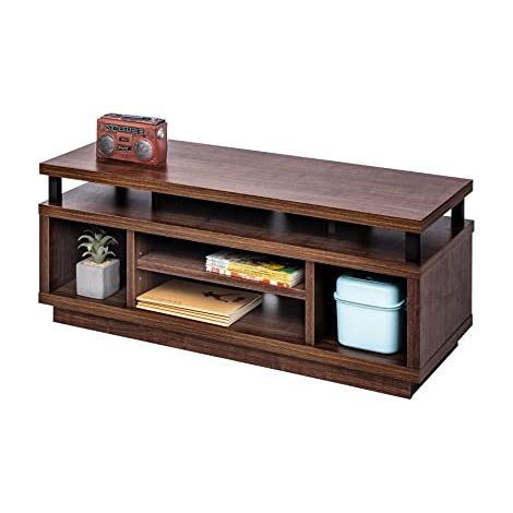 Iris Ohyama, Porta TV/Mobile TV/TV Porta TV in legno/Porta TV con 5 ripiani aperti/TV fino a 43, Legno massello, fori passacavi, Ufficio, Soggiorno - TV Cabinet Middle OTS-100M - Marrone